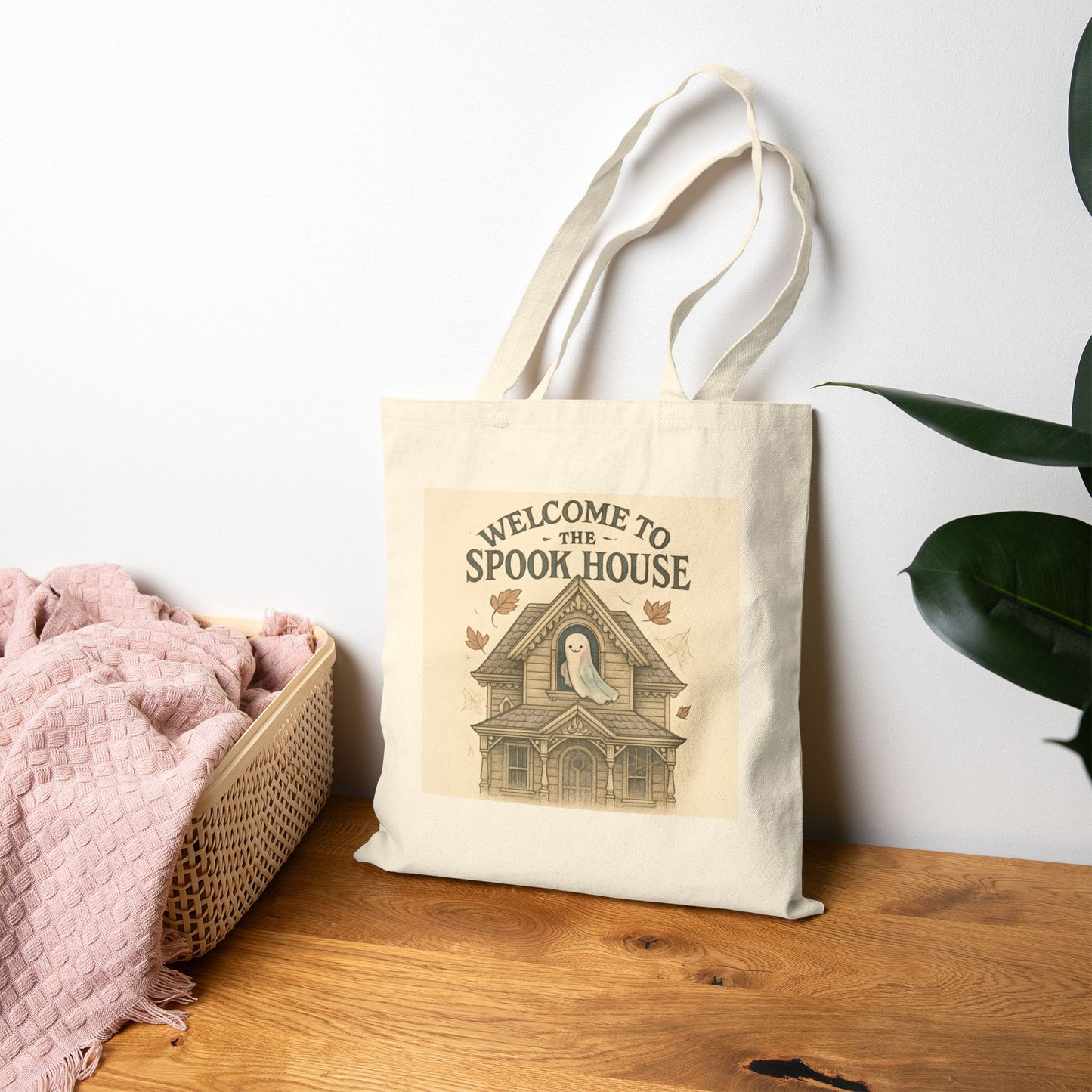 Cotton Canvas Tote Bag - Welcome to the spook house