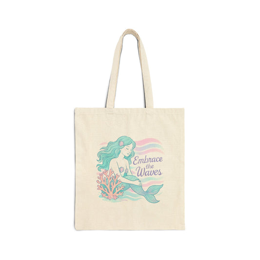 Cotton Canvas Tote Bag - Embrace with waves