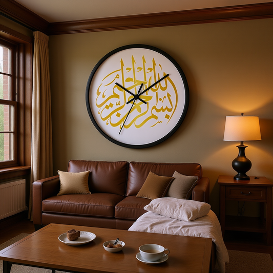 Elegant Arabic Calligraphy Wall Clock, Islamic Decor, Home Decoration, Gift for Ramadan, Unique Timepiece