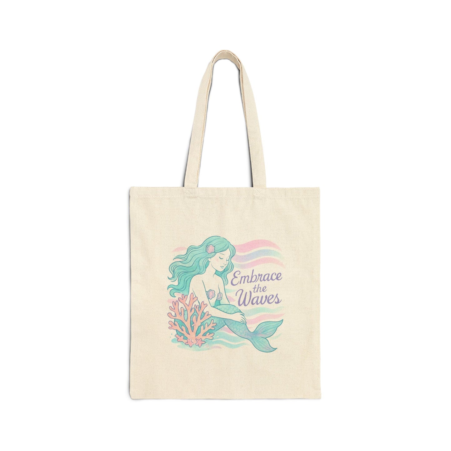 Cotton Canvas Tote Bag - Embrace with waves